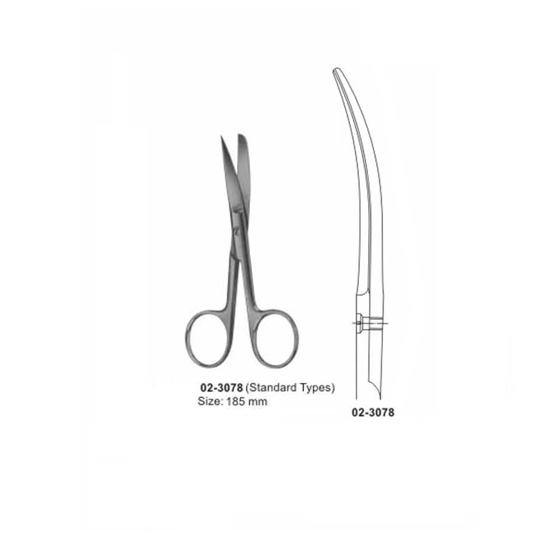 Surgical Operating Scissors Sharp-Blunt Curved 185 mm